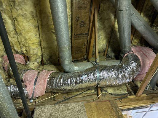 Replacement of old air ducts in attic