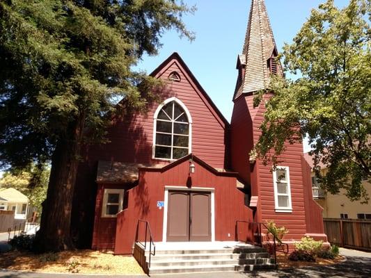 The Church of One Tree was built in 1873 from a single redwood tree milled in Guerneville, California.