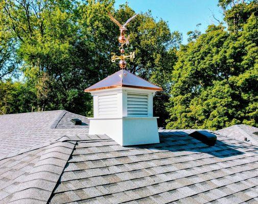 A beautiful coupola to finish off this Owens Corning Quarry Gray Shingle.