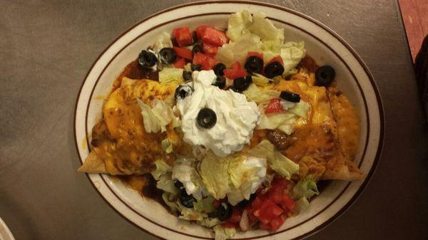 Hungry?? Super Burrito will take care of that! Beef or chicken taco meat, rice, beans, nacho cheese..