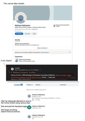 What is this? Receipts! Her removal of the page, coupled with her attempts to remove herself from public databases, speaks volumes.