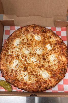 Our 7 Cheese Pizza blends mozzarella, provolone, ricotta, feta, parmesan, cheddar & romano for a rich, cheesy delight. Order yours today!