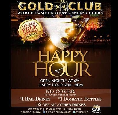 Daily happy hour from 6-8pm with $1 well drink and $1 domestic