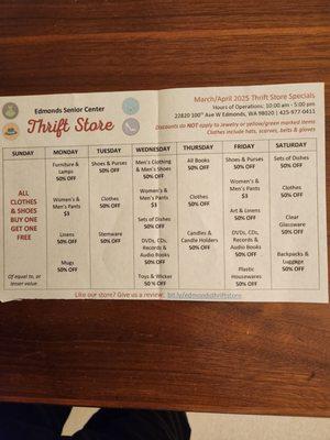 Edmonds Senior Center Thrift Store