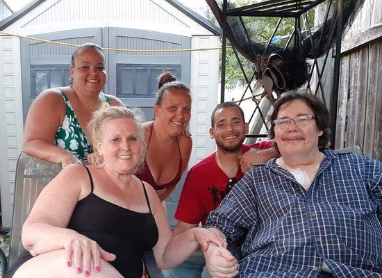 Relaxing with the family having a great time.