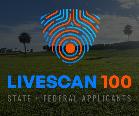 this photo highlights Livescan 100 logout along with Saint Augustine's famous Fort in. LiveScan 100 is based in Saint Augustine, Florida.