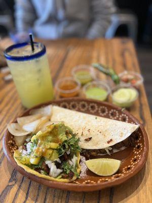 Agua de pina, Quesadilla& Al pastor taco