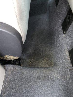 Contents still in the carpet and on the seat