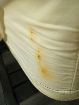 Dried crusted blood on the sheets