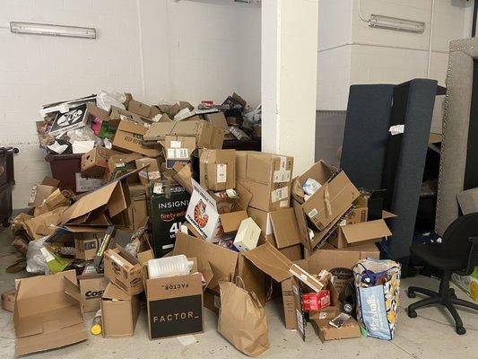 This is what the loading dock often looks like bc they have given up at JSol. They keep the lobby and second floor (leasing) spotless though