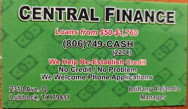 Central Finance - Lubbock