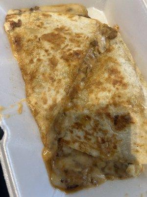 Only half of the large steak quesadilla