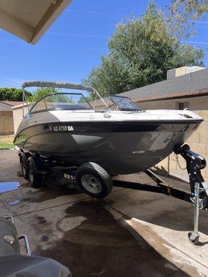 A vessel built with utmost care,
A full detail boat, beyond compare,
Its polished hull shines in the sun,
Its every feature second to none.