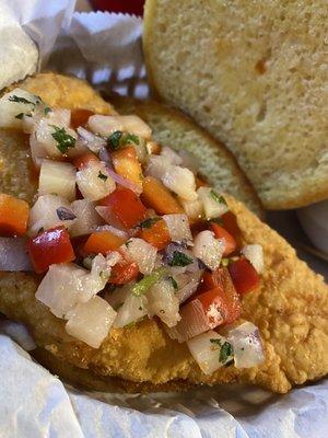 Inside the honey sriracha chicken sandwich