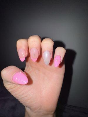 Beachy pink nails