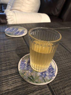 Deep Eddy Peach - So delicious and way too smooth !!!! It's a 4 ounce glass though it looks bigger !! LOL !!