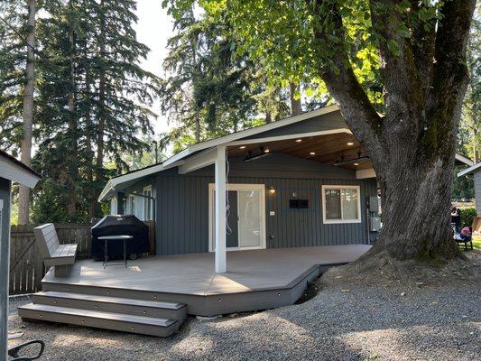 TimberTech PVC Coastline Deck, Deck Cover with Lights and Heaters.