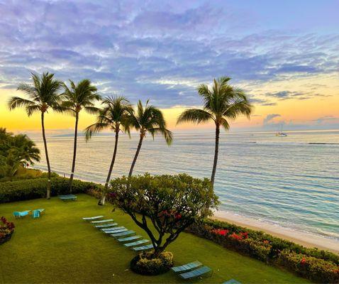 Sunrise view from my patio at Lahaina Shores beach hotel. (c) Robert Perry