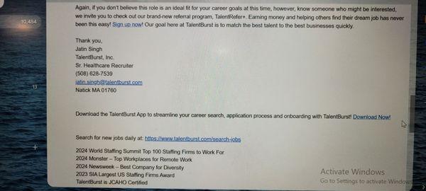 Senior recruiters info & all the awards Talentburst supposedly gets