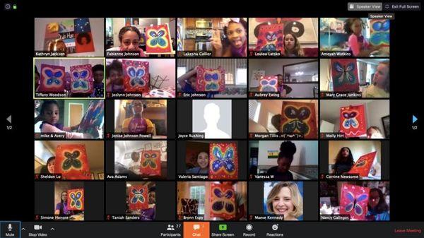 11 year old virtual paint party with her classmates par 2...30 kids painted.