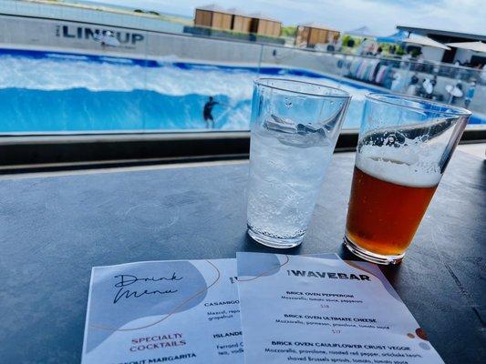 Drinks while watching surfing at Wai Kai