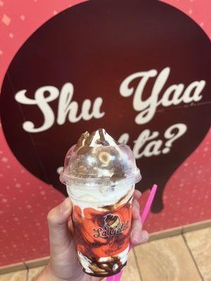 I enjoyed the Ferroro Kinder M and m Nutella Sundae It was so good I love chocolate heaven