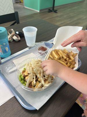 French fries & fried chicken bowl