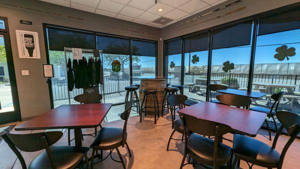 Indoor tasting room and outside patio