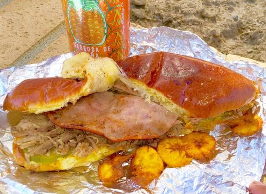 Media Noche Sandwich - (Pork. Ham. Swiss Cheese. Mayo. Butter. Mustard. Pickles. Sweet Roll)