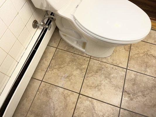 Poo water all over floor, hit my face