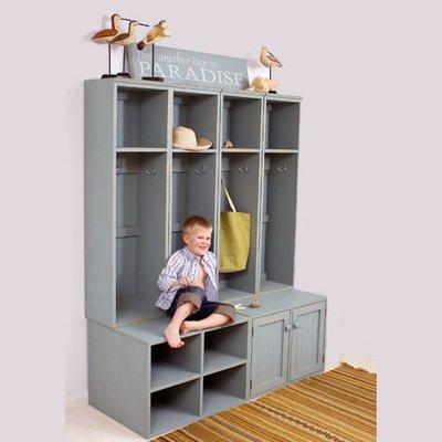 Storage System pine furniture and storage lockers.