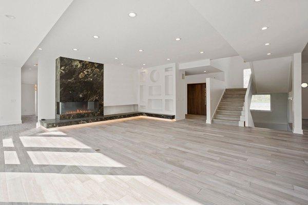 Light grey hardwood to brighten the space.