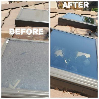 Skylight Cleaning in Pasadena, California - skylights restored to shine, letting in natural sunlight!