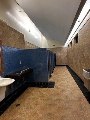 Clean rest room. Pretty blue tiles