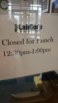 I arrived here at 1225, but they were already closed for lunch. I wonder if they open back up early bc they closed early