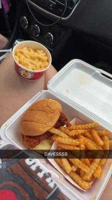 fries, mac and cheese and dave's #4