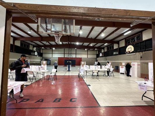 Inside polling - it's a gymnasium of a local church