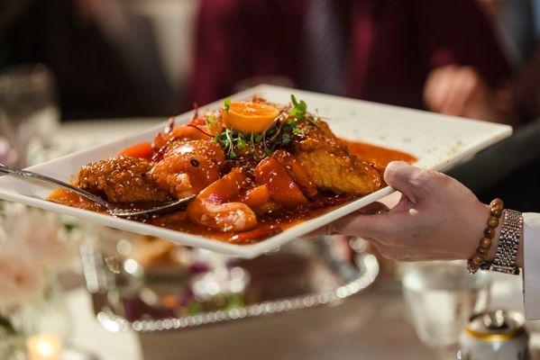 Crispy Swai Fish Filet with Spicy & Sweet Passion Fruits Sauce