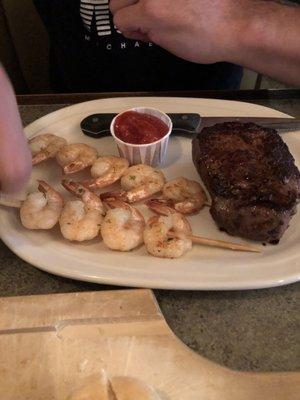 Steak and shrimp scewers