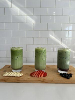Matcha series made with house made syrups and ceremonial grade A matcha