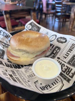 English bacon cheddar on bagel