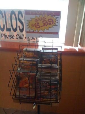 Spanish dvd's for sale by the door