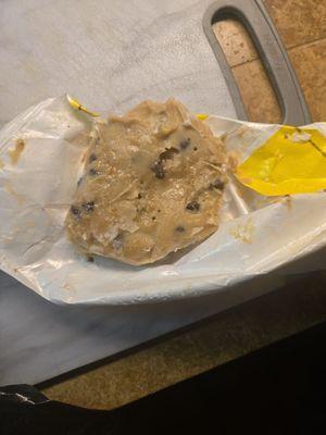 Partially cooked cookie ice cream sandwich