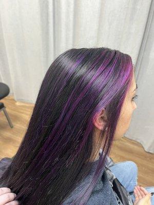 Black with purple highlights