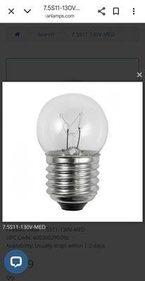 The bulb I needed. Lots of stock at NLI