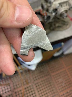 Where the cam chain was rubbing on the broken piece of Decompression lever sitting inside the Cam chain channel.