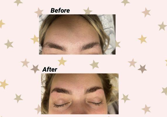 a brow wax with a brow lamination and tint , for that fuller and clean look!