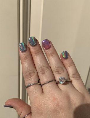 SNS dip + gel with chrome powder by Kimmie