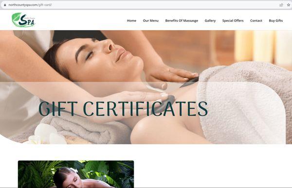 We now sell gift certificates online as well