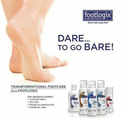 We use Footlogix® products for our pedicures.  Take home products are also available for retail.